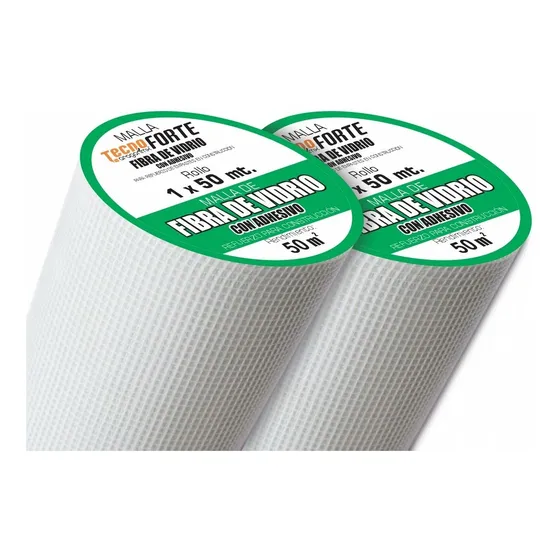 Malla De Fibra De Vidrio, Con Adhesivo, 1 X 50 Mt. 2 Rollos