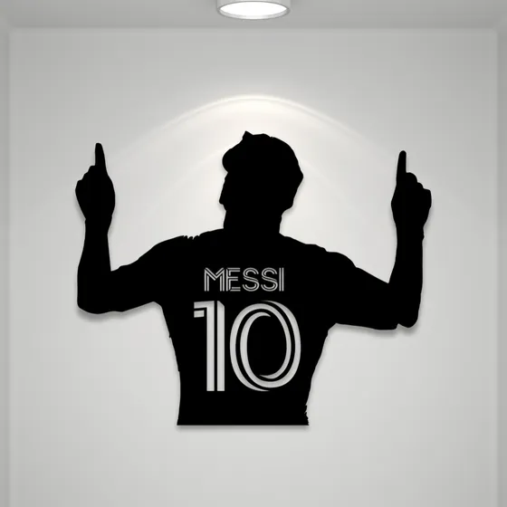 Cuadro Calado Lionel Messi Laser Madera Mdf Futbol