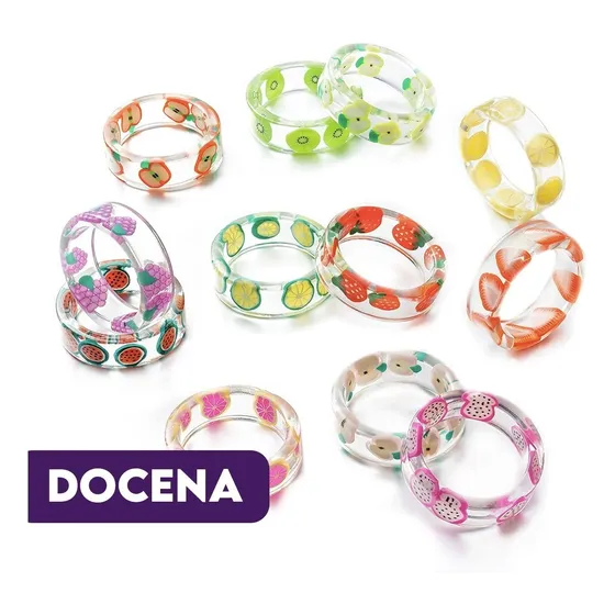 Anillos Tendencia Moda Chunky Funky Frutal X 12 U.