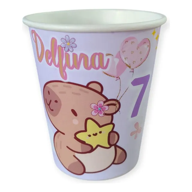 Vasos Carpincho Capibara Cumpleaños Personalizado Pack X10