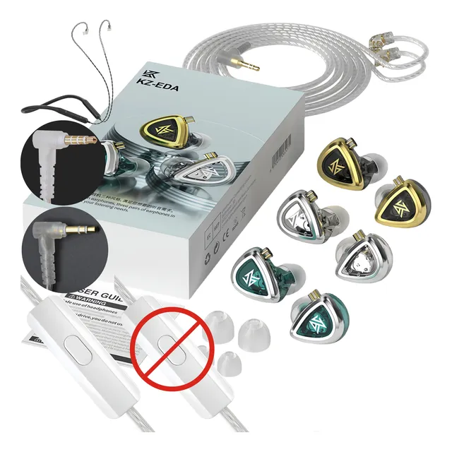 Audífonos Kz Eda Con Mic + 1 Cable + Cable Modulo Bluetooth