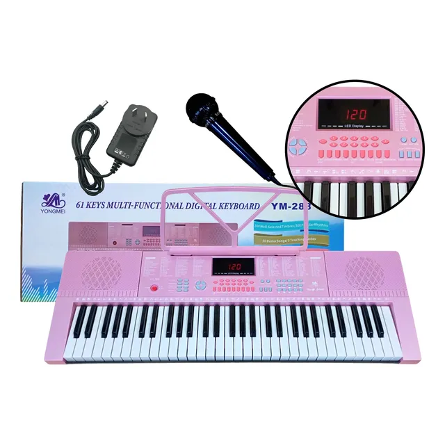 Teclado Órgano 61 Teclas 5 Octavas Con Micrófono Y Fuente In