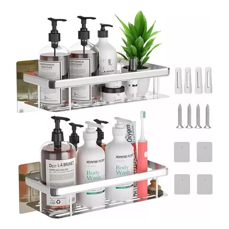 Organizador De Ducha Set X2 Repisa Baño Adhesivo
