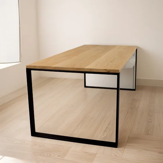 Mesa Madera Maciza + Hierro (180x80) Envio Gratis