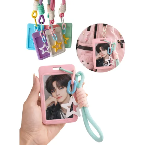 4 Pcs Kpop Photocard Holder Keychain Cartoon Animal Pc Kpop