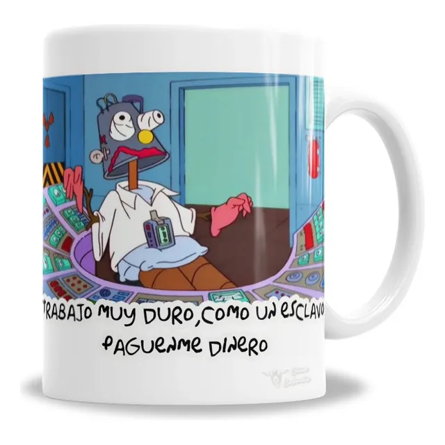 Taza De Cerámica Homero Simpson Trabajo Muy Duro - Con Caja