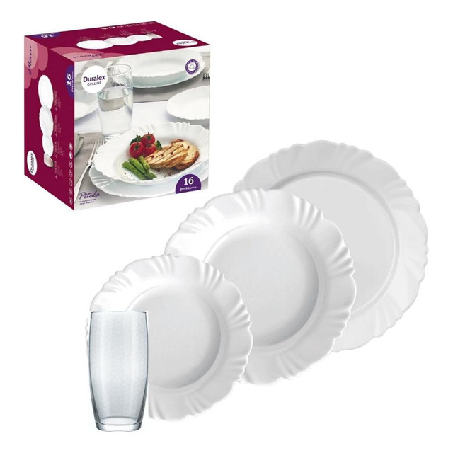 Aparelho De Jantar Pétala Opaline 16 Peças Duralex Nadir Cor Branco Liso Aparelho De Jantar Pétala Opaline 16 Peças Duralex Nadir Cor Branco Liso
