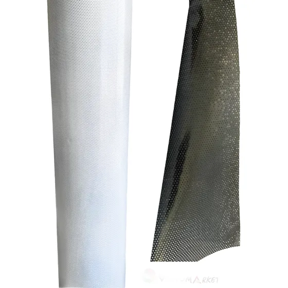 Vinilo Microperforado Windows Vision 1,07 Mts De Ancho X Mts Color Blanco Adhesivo Negro