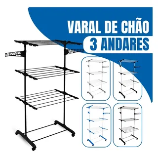 Epsilon Varal de Chão Dobrável Grande Com 4 Rodas Para Roupas