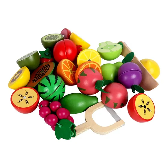 Set De Alimentos De Frutas Juguete Madera Niños Montessori