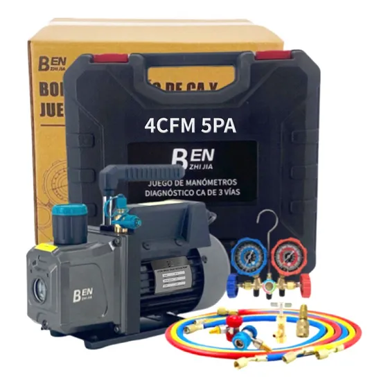 Bomba de vacío Benzhijia 4cfm 1/3hp con manometro R134a/r22/r410a/r404a