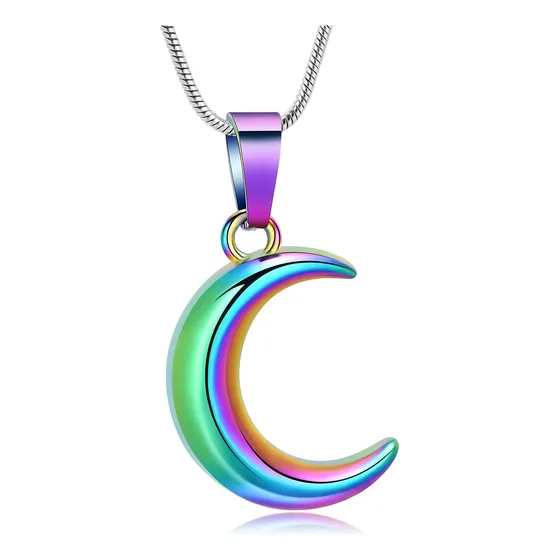 Colar Mini Urna Cinzas Lunar Cremação Aço Inóx Relicário