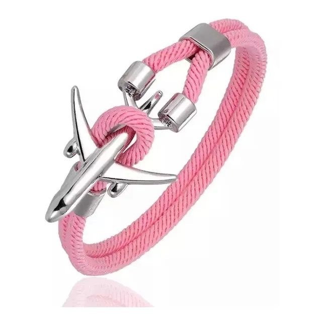 Manillas Pulseras Unisex Piloto Avión Plateado