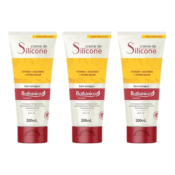 Creme De Silicone Bothânico Hair 200ml 3 Unidades