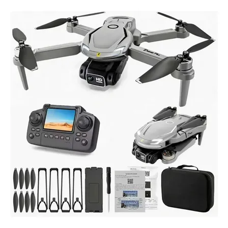 Drone V88pro Com Tela Hd Dupla Camera Integrada Brushless Cinza