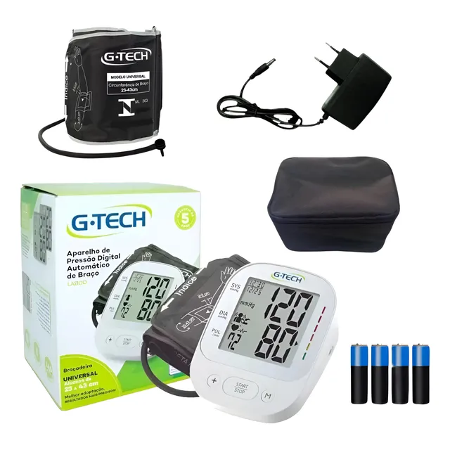 Aparelho De Pressão Braço Digital Gtech La800 Fonte E Pilhas
