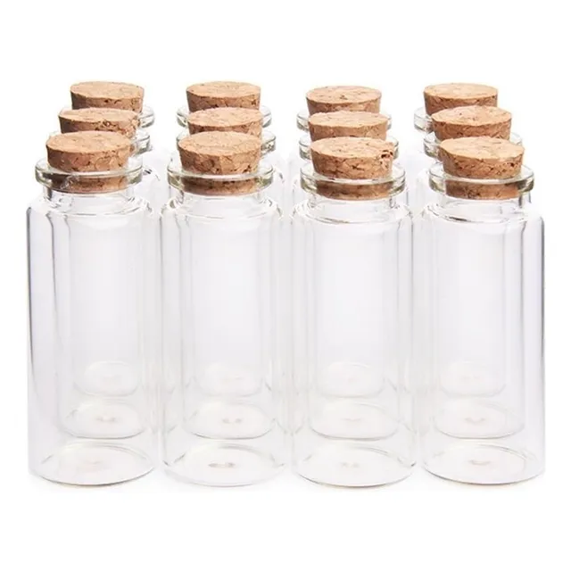 60 Mini Frascos Botella Vidrio Corcho 2,2x5 Cm 10ml Funsmart