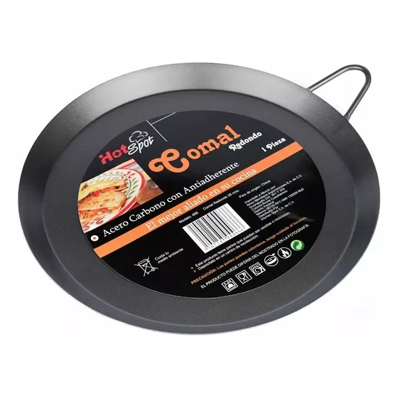 Comal Redondo De Acero Para Cocina Hot Spot 28cms Negro