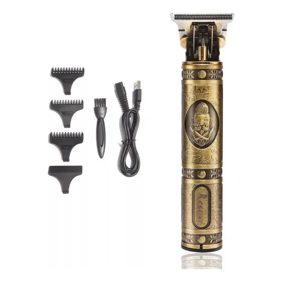 Maquina De Afeitar Inalámbrica Recargable De Cabello Y Barba Color Dorado Oscuro