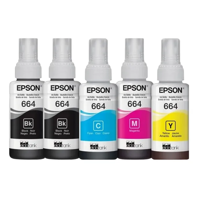 Kit X5 Tintas Epson 664 L110 L120 L200 L210 L220 L300  L495