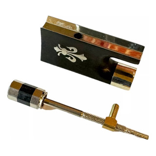 Talão Ébano Para Arco De Violino Com Flor De Lis Prateado Talão Ébano Para Arco De Violino Com Flor De Lis Prateado