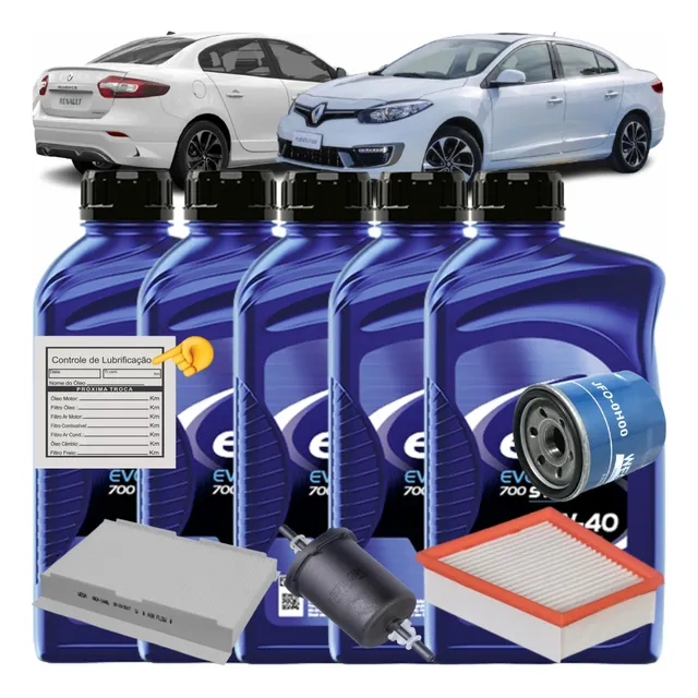 Kit Filtros Troca De Óleo Renault Fluence 2.0 16v Automático