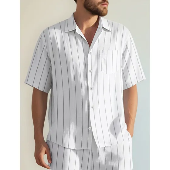 Camisa De Manga Corta Holgada, Transpirable Y Casual Con Sol