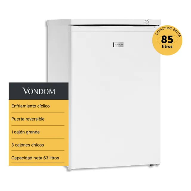 Freezer Bajo Mesada Vondom Línea Blanca 85 Litros Color Blanco