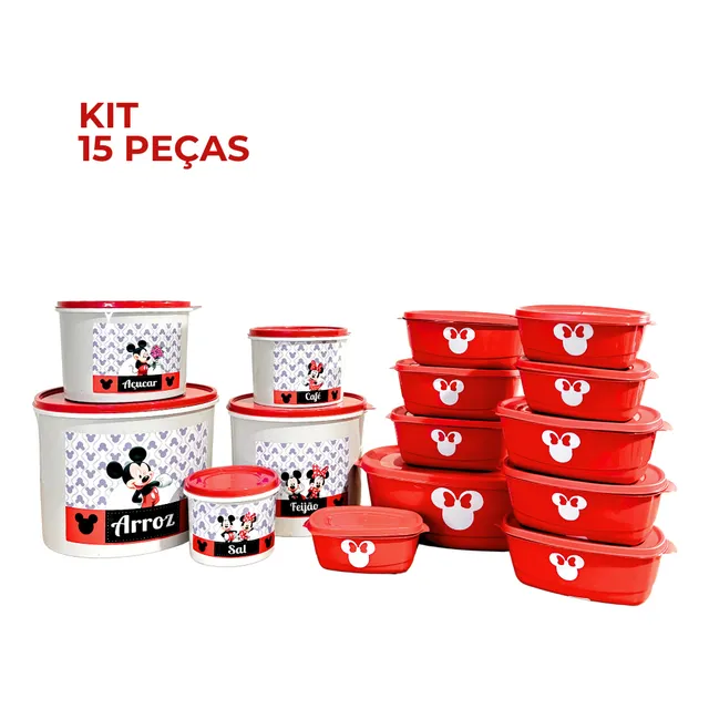 Kit 5peças Mantimento+10 Potes Mickey