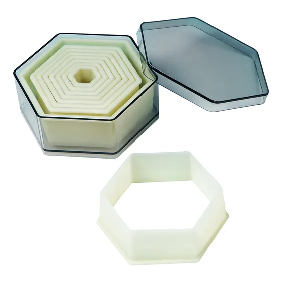 Fat Daddio's Juego Cortador Hexagonal Pasteleria 9 Pieza