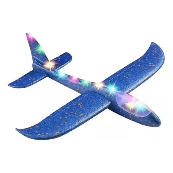 Avión Planeador Grande Con Luces Led Vuela Facil Resistente