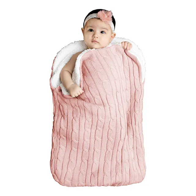 Saco Dormir Lana Bebé Niño Niña Cobija Tejida Suave Rosa