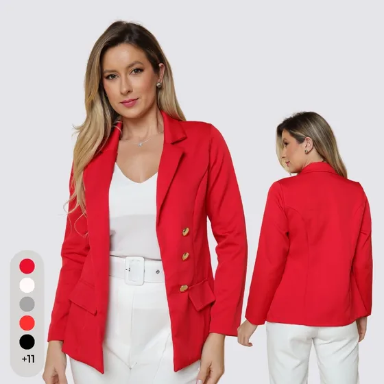 Blazer Feminino Social Terninho Alfaiataria Com Botões