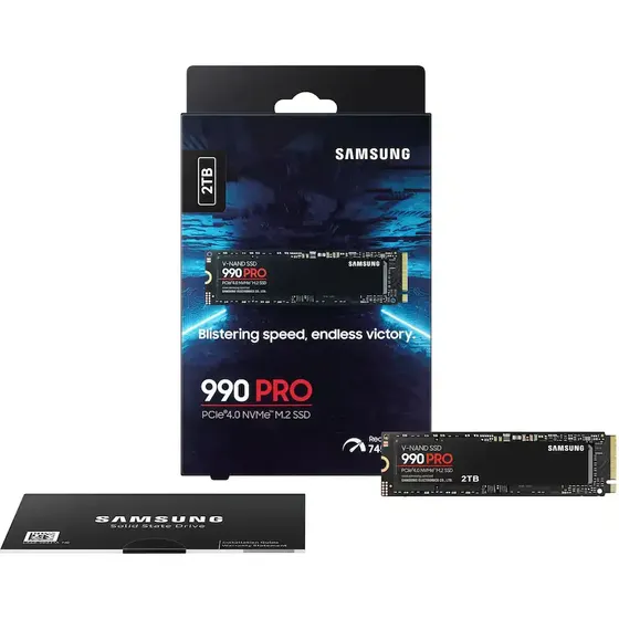 Pacote Ssd Samsung 990 Pro De 2 Tb Gen 4x4 Nvme 7450 Mbps Preto