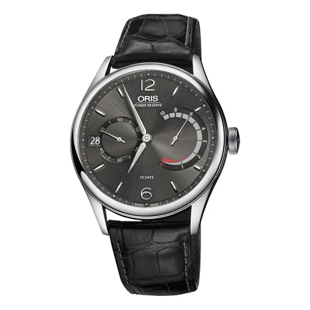 Reloj Oris Artelier Calibre 111 11177004063 Correa Negro Bisel Plateado Fondo Negro