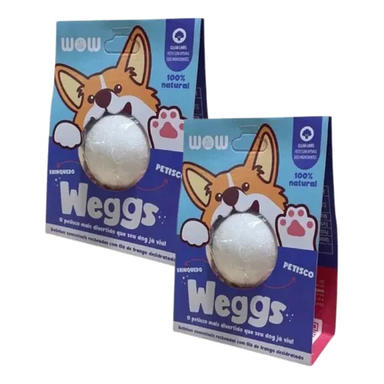 Kit 2 Bolinha Petisco Natural Comestível Frango Weggs Wow