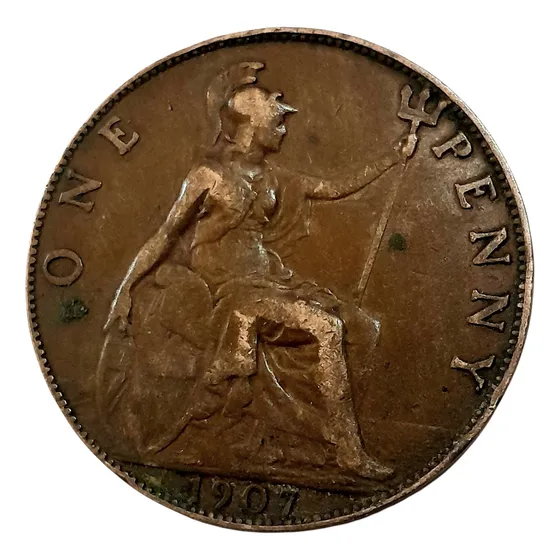 Moneda One Penny 1907 1 Penique Inglaterra Gran Bretaña
