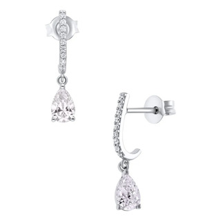 Aretes De Oro Blanco 14k Con Zirconias Aretes De Oro Blanco 14k Con Zirconias