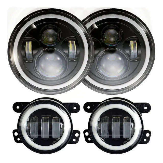 Opticas 7 Faro Auxiliar Cree Led H4 Ojo Angel Lupa Alta Baja