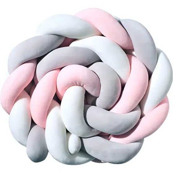 Protector de cuna trenza rosa Gav algodón 3m largo anti-golpes