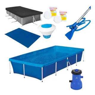 Kit Piscina 3000l + Aspirador+ Capa + Flutuador + Bomba 220v Kit Piscina 3000l + Aspirador+ Capa + Flutuador + Bomba 220v