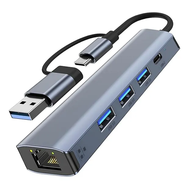 Adaptador Red Usb Y Usb-c 3.0 A Rj45 1000 Mbps Multi Hub 3.0