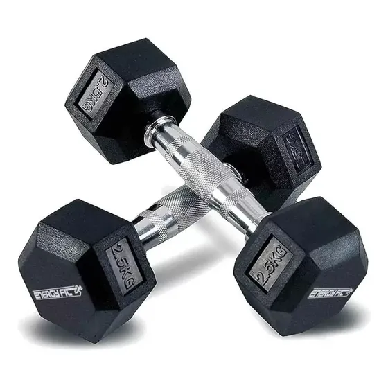 Mancuernas Hexagonales Engomadas Fundicion 2.5 Kgs X Par Negro