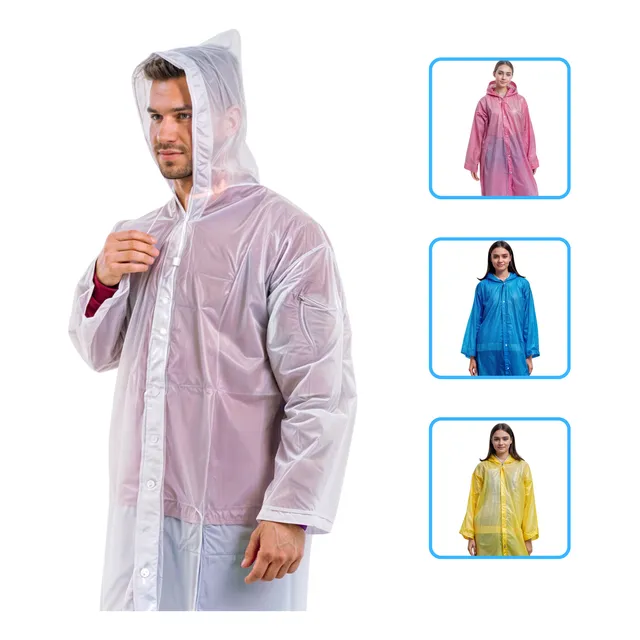Capa De Chuva Transparente Pvc Resistente Unissex Adulto.