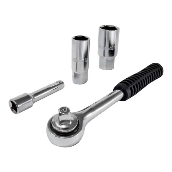 Juego De Llave Saca Bujias Rachet + Extensión + Copas