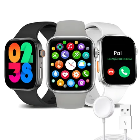 Relogio Smartwatch S10 Serie 10 Chatgpt Masculino Feminino Notificações Whatsapp Instagram Face + Brindes Lancamento 2026 Prata Allphone