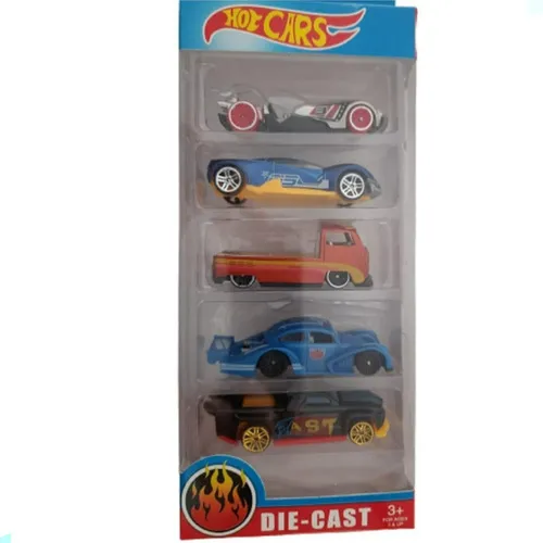 Cartela - Hot Cars De Metal E Ferro C/ 5 Carrinhos Coleção Cor MOD05