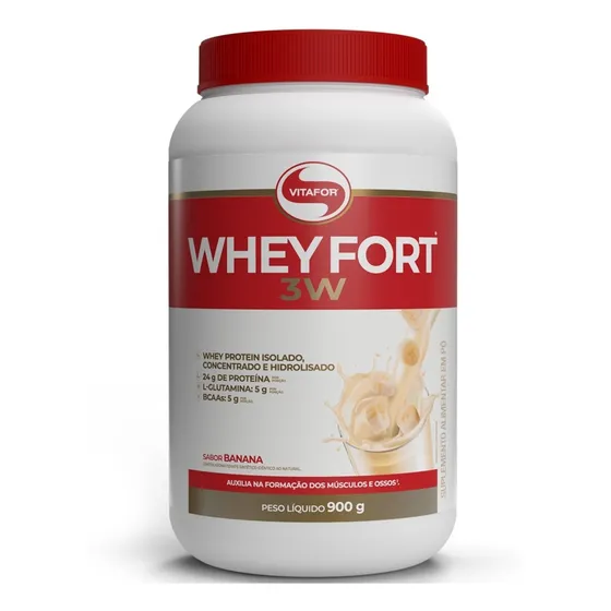 Whey Fort 3w 900g - Vitafor Concentrado Isolado Hidrolisado