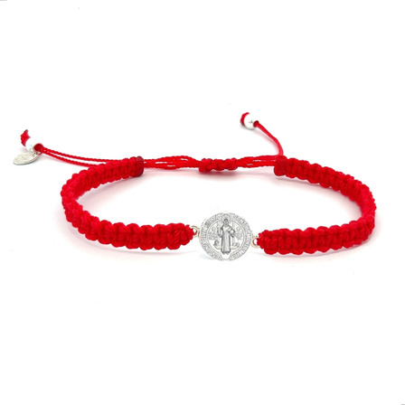Pulsera Hilo Roja San Benito De Plata .925 Agálea Pulsera Hilo Roja San Benito De Plata .925 Agálea