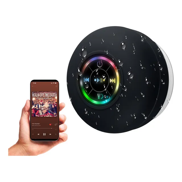 Mini Bocina Portátil Inalámbrico Bluetooth Baño Ipx4 Con Led
